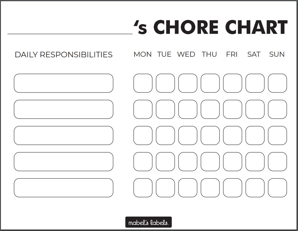 Kid's Chore Chart Printable from Mabel's Labels
