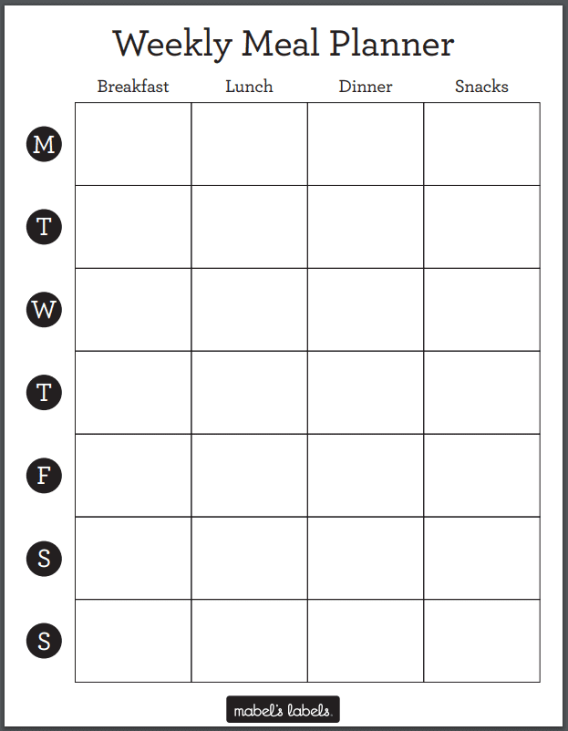 Weekly Meal Planner Printable from Mabel's Labels