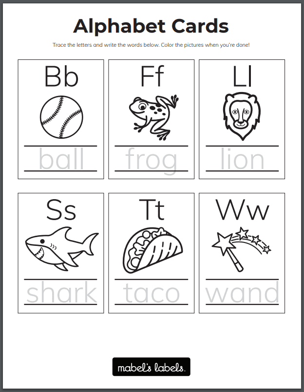 Alphabet Cards Printable from Mabel's Labels